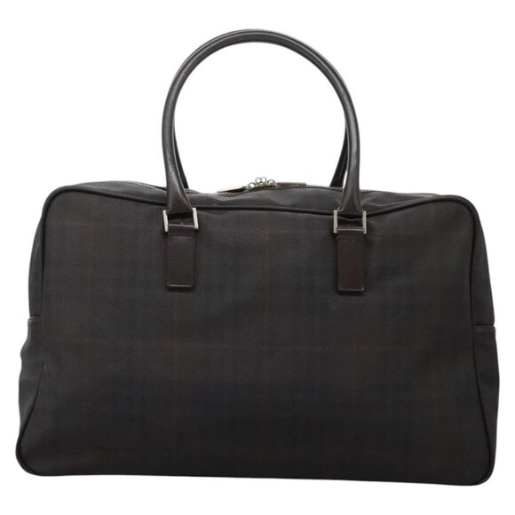 BURBERRY Nova Check Boston Bag PVC Leather Brown Silver Auth ep8729 - Picture 3 of 16